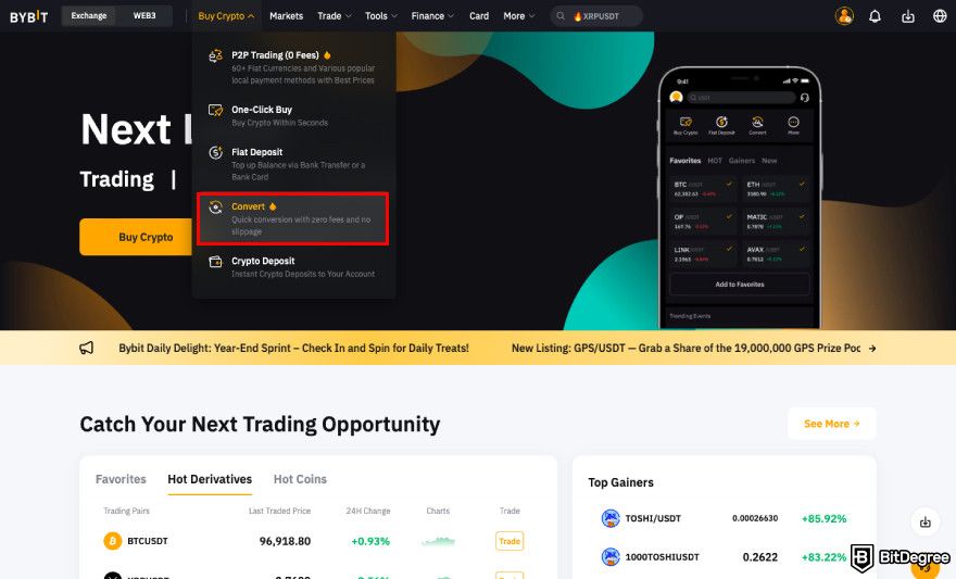 How to buy PENGU: navigate to Convert.