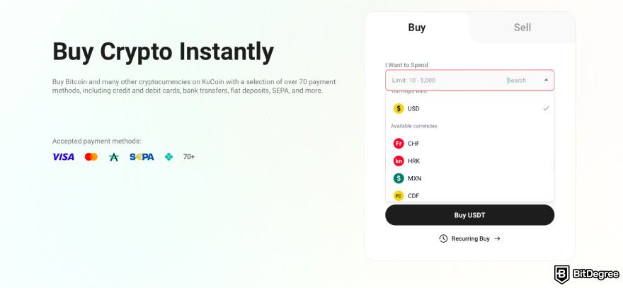 How to buy PENGU: select fiat currency.