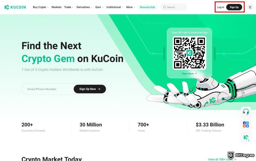 How to buy PENGU: log in to KuCoin.