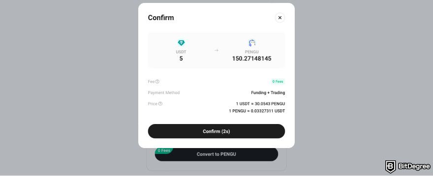 How to buy PENGU: click Confirm.