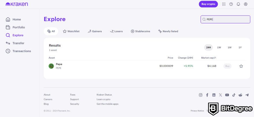 How to buy Pepe Coin: search for PEPE.