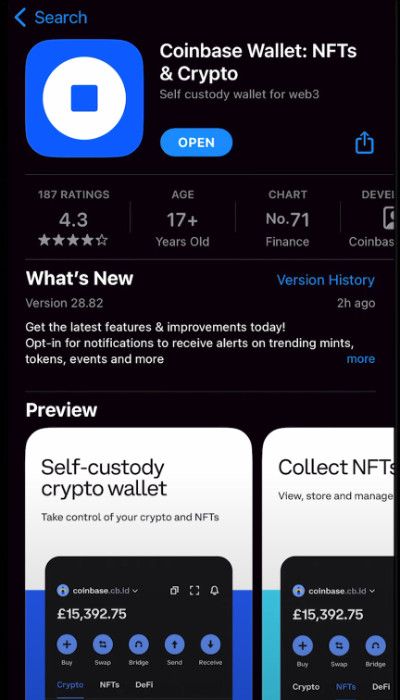 How to buy Pepe Coin: the Coinbase Wallet app on Apple Store.