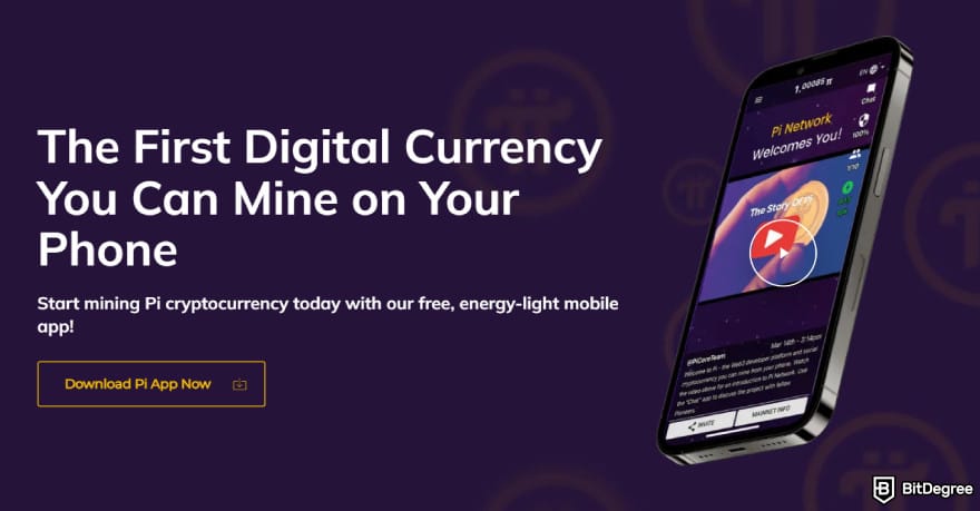 How to buy Pi Coin on Bitget: banner ads claiming that Pi is the first digital token that can be mined from phone.