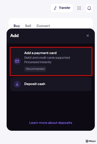 How to buy Polygon crypto: adding payment card details on Kraken.