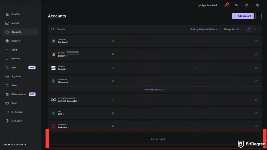 How to buy Polygon crypto: adding an account on Ledger Live.