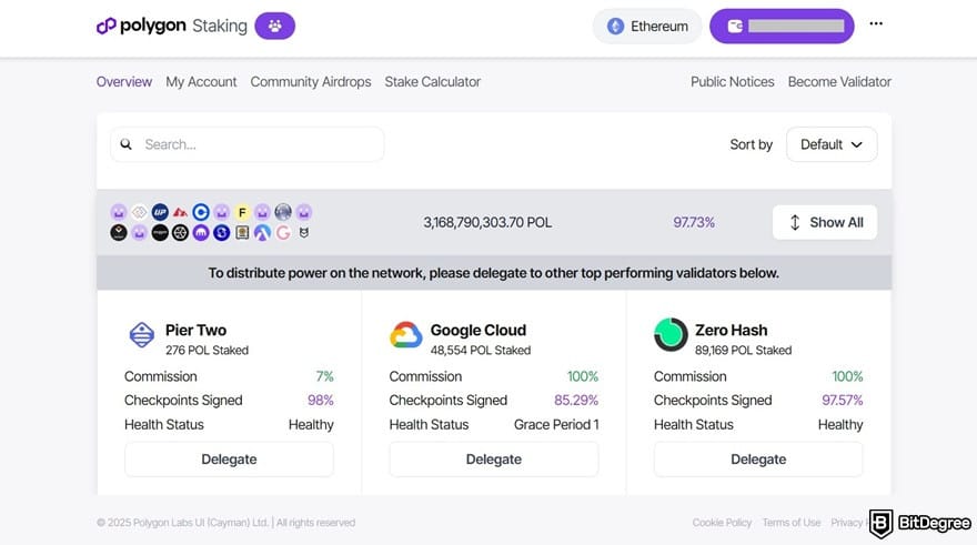 How to buy Polygon crypto: Polygon's staking portal.