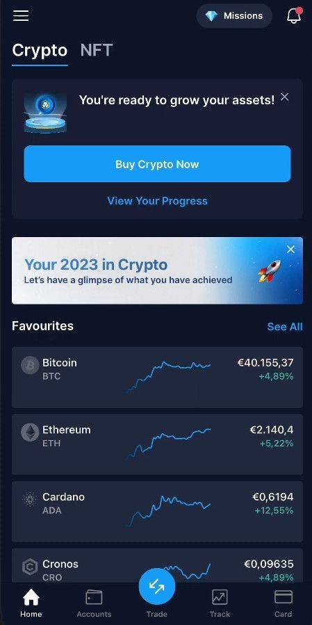 How to buy Popcat: Crypto.com app dashboard.