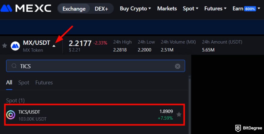 How to buy Qubetics crypto: TICS/USDT trading pair on MEXC.