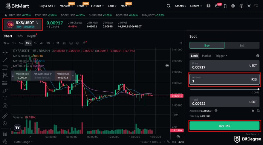 How to buy RXS coin: spot trading buy RXS.