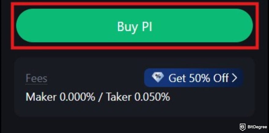 How to buy & sell Pi coin: the Buy PI button on MEXC spot trading.