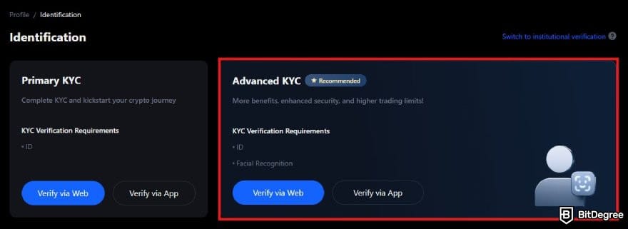 How to buy & sell Pi coin: MEXC identification page.