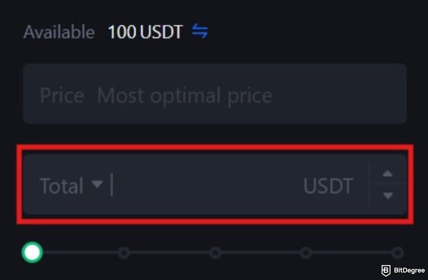 How to buy & sell Pi coin: the amount box on MEXC spot trading.