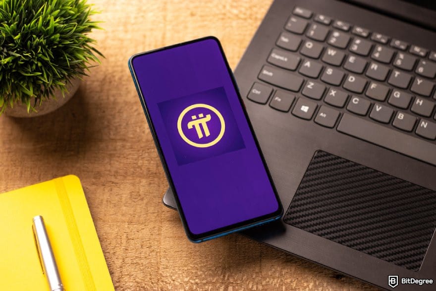 How to buy & sell Pi coin: a mobile phone displaying the Pi Network logo.