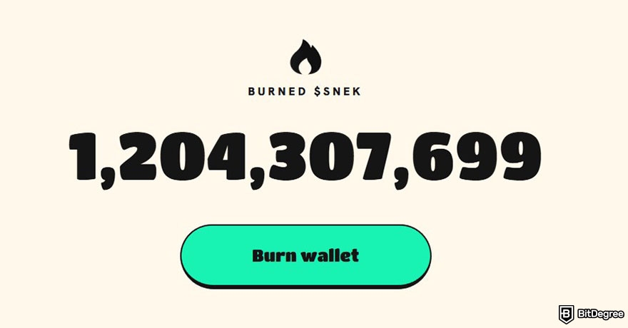 How to buy Snek: the number of burned SNEK token.