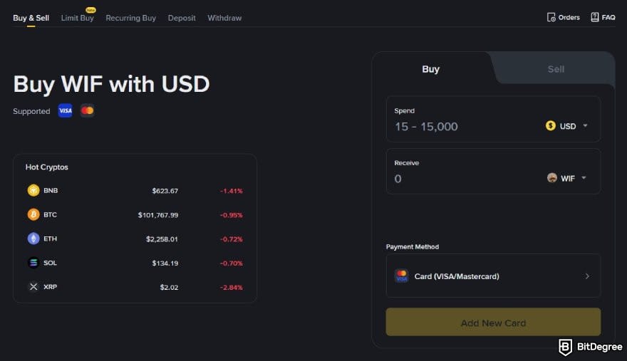 How to buy Solana meme coins: the Buy & Sell page on Binance.