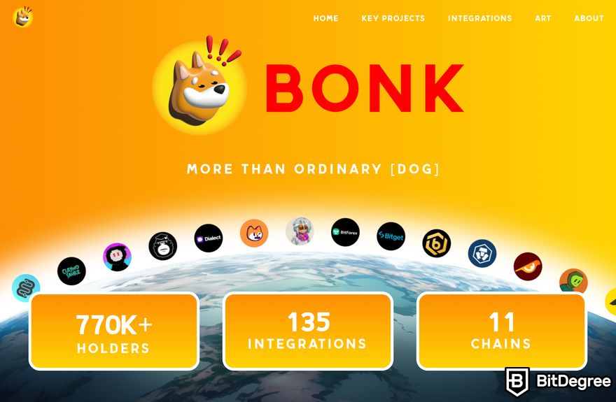 How to buy Solana meme coins: a preview of Bonk homepage.