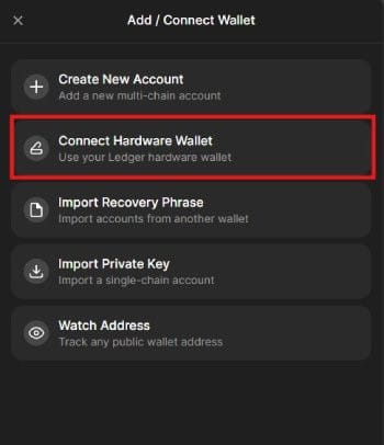 How to buy Solana meme coins: the option to add or connect wallet on Phantom.