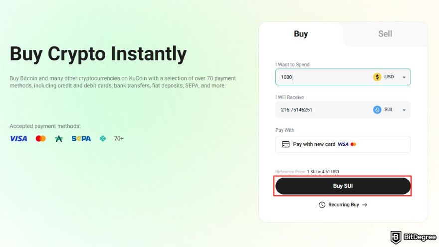 How to buy SUI: click on Buy SUI