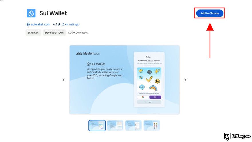 How to buy SUI: install the Sui Wallet web extension.