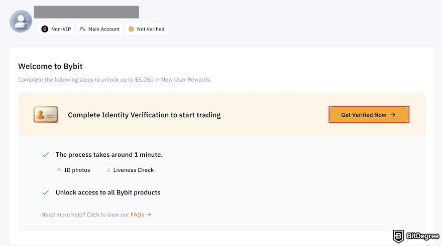 How to buy Supra crypto: the KYC verification page on Bybit.