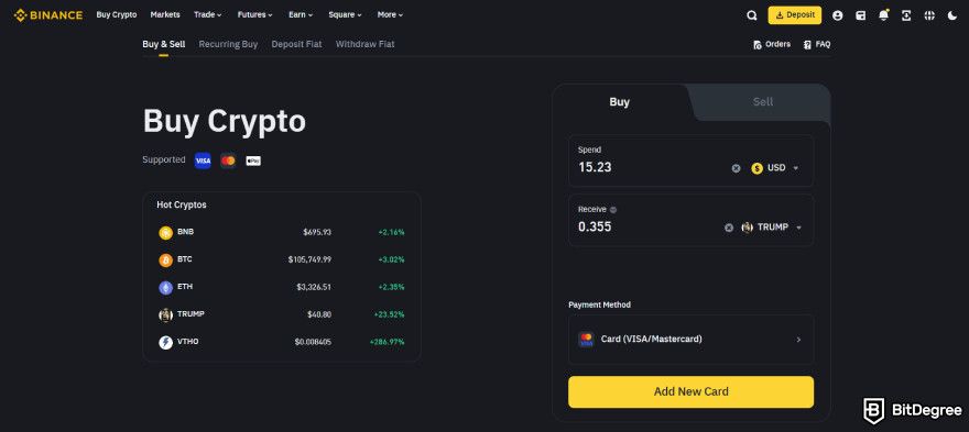 How to buy Trump crypto coin: buying Trump on Binance.