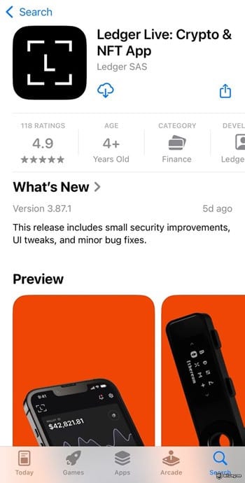How to buy USDC: the Ledger Live app on App Store.