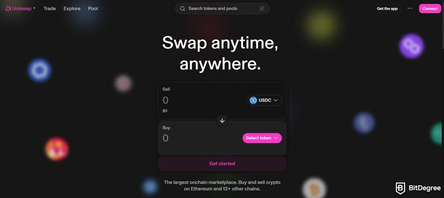 How to buy USDC: the Uniswap interface.