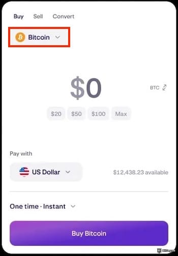 How to buy USDT with PayPal: Kraken's buying form to enter the purchasing USDT amount.