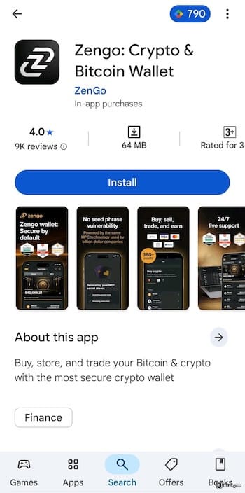 How to buy USDT with PayPal: the Zengo mobile app on Play Store.