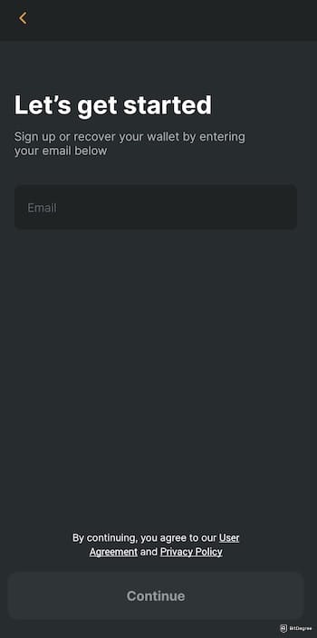 How to buy USDT with PayPal: the sign-up form on Zengo's app.