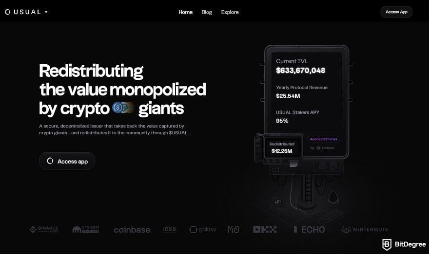 How to buy USUAL crypto: Usual homepage.