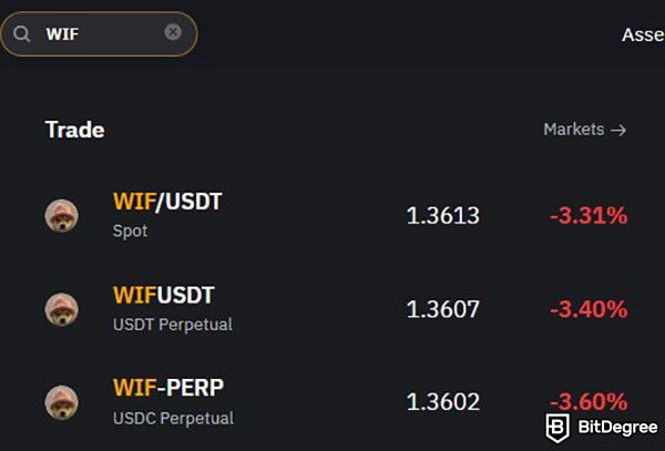 How to buy WIF: WIF's trading pairs on Bybit.