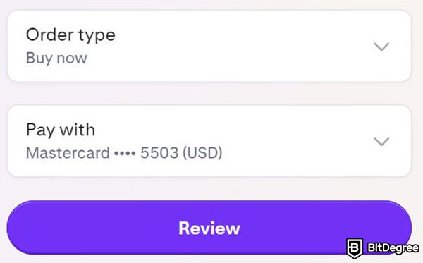 How to buy WIF: the Review button on Kraken's website.