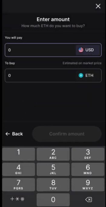 How to buy World Liberty Financial crypto: the buy form interface on the Ledger Live mobile app.