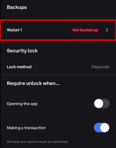How to buy XYZVerse: the backup setting on Coinbase Wallet.