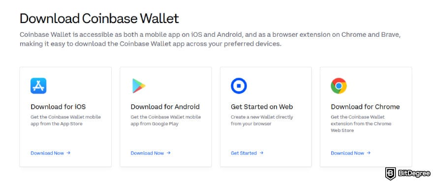 How to buy XYZVerse: the download options for Coinbase Wallet.