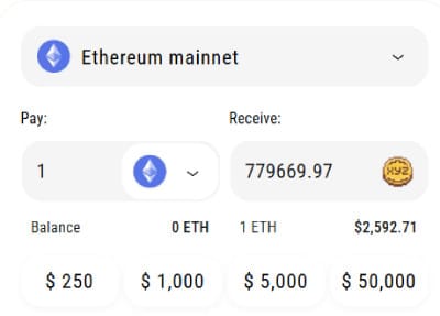 How to buy XYZVerse: the purchase settings on XYZVerse.