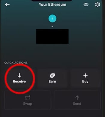 How to buy XYZVerse: the [Receive] option on Ledger Live.