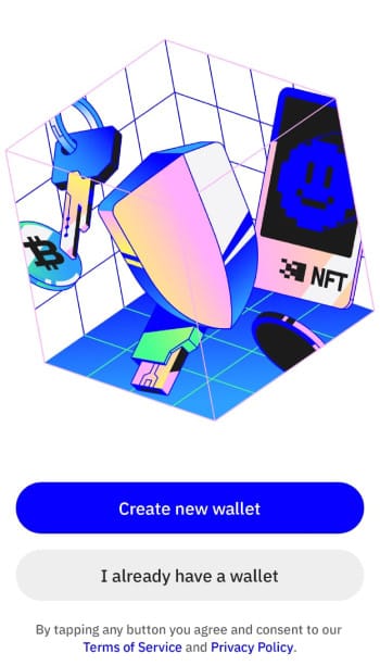 How to buy XYZVerse: Trust Wallet app's starter screen.