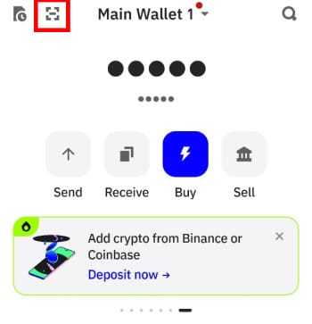 How to buy XYZVerse: the screenshot icon at the top left of Trust Wallet.