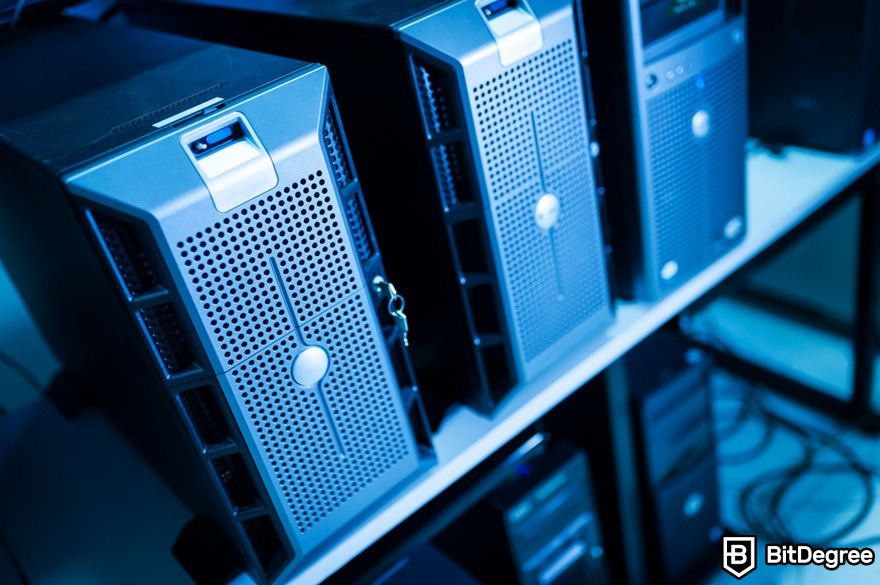 How to buy Zilliqa: computer data servers in a data room.