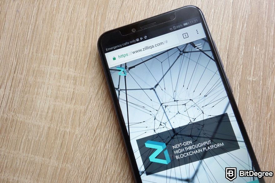 How to buy Zilliqa: Zilliqa's website displayed on a mobile phone.