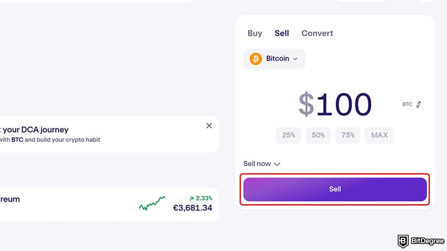 How to cash out Bitcoin: the option to sell Bitcoin for USD on Kraken.