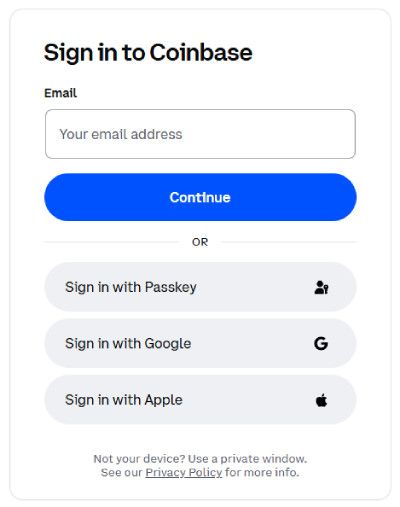 How to cash out Ethereum: sign in to Coinbase page.