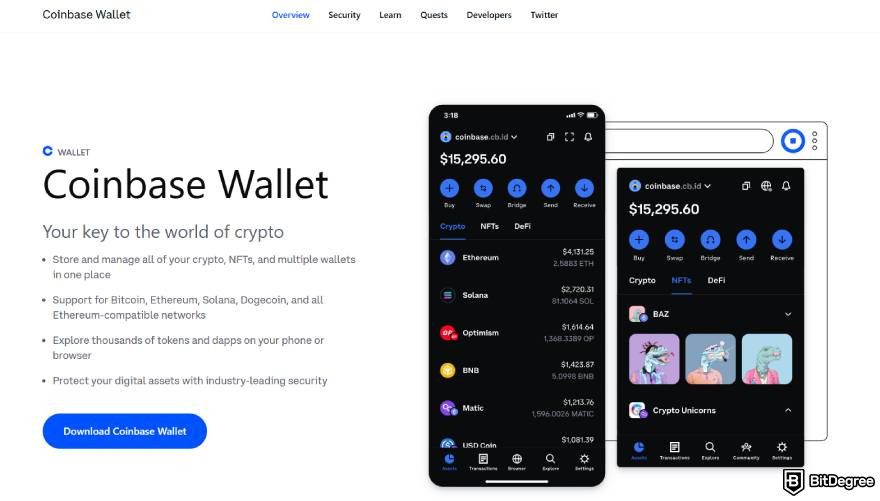 How to choose a crypto wallet: Coinbase wallet.