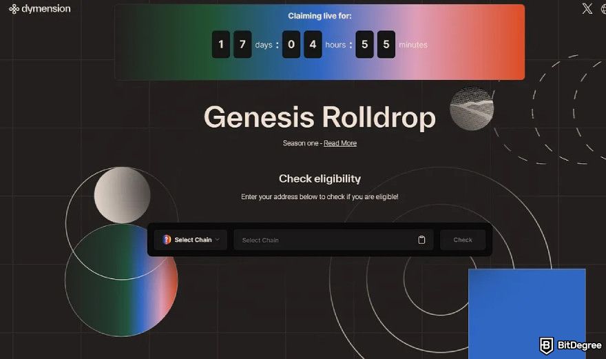 How to claim Dym airdrop: Genesis Rolldrop's portal.