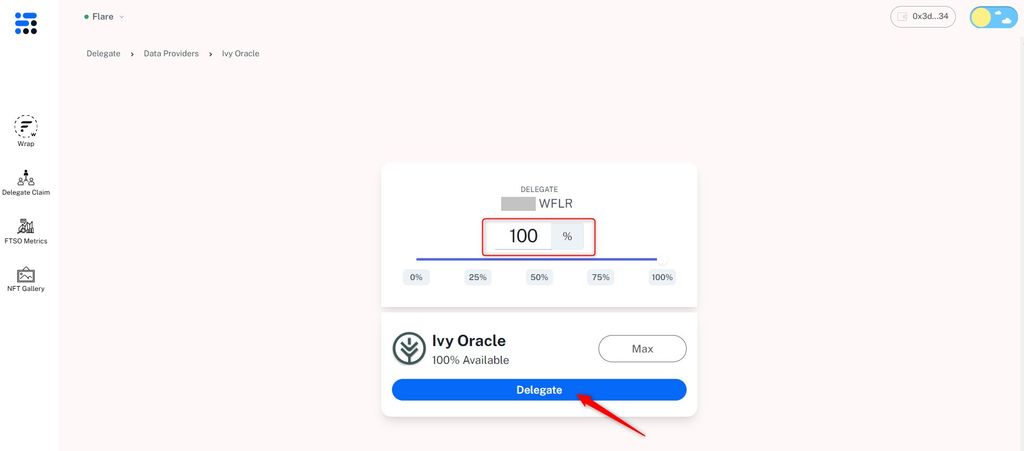 How to claim Flare airdrop: choosing a delegate.