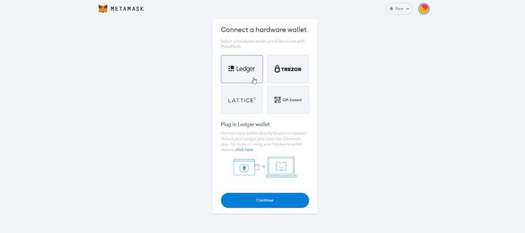 How to claim Flare airdrop: connecting Ledger on MetaMask.
