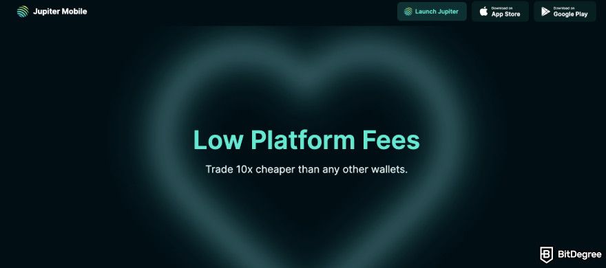 How to claim Jupiter airdrop: a screenshot of Jupiter's fee advertisement.