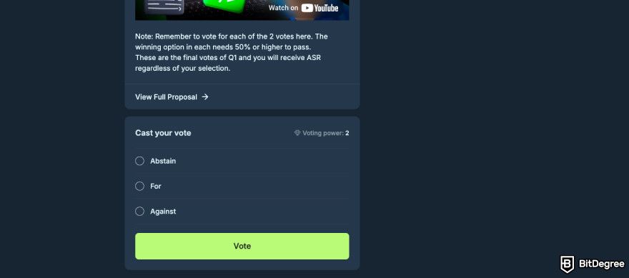 How to claim Jupiter airdrop: vote on a proposal.
